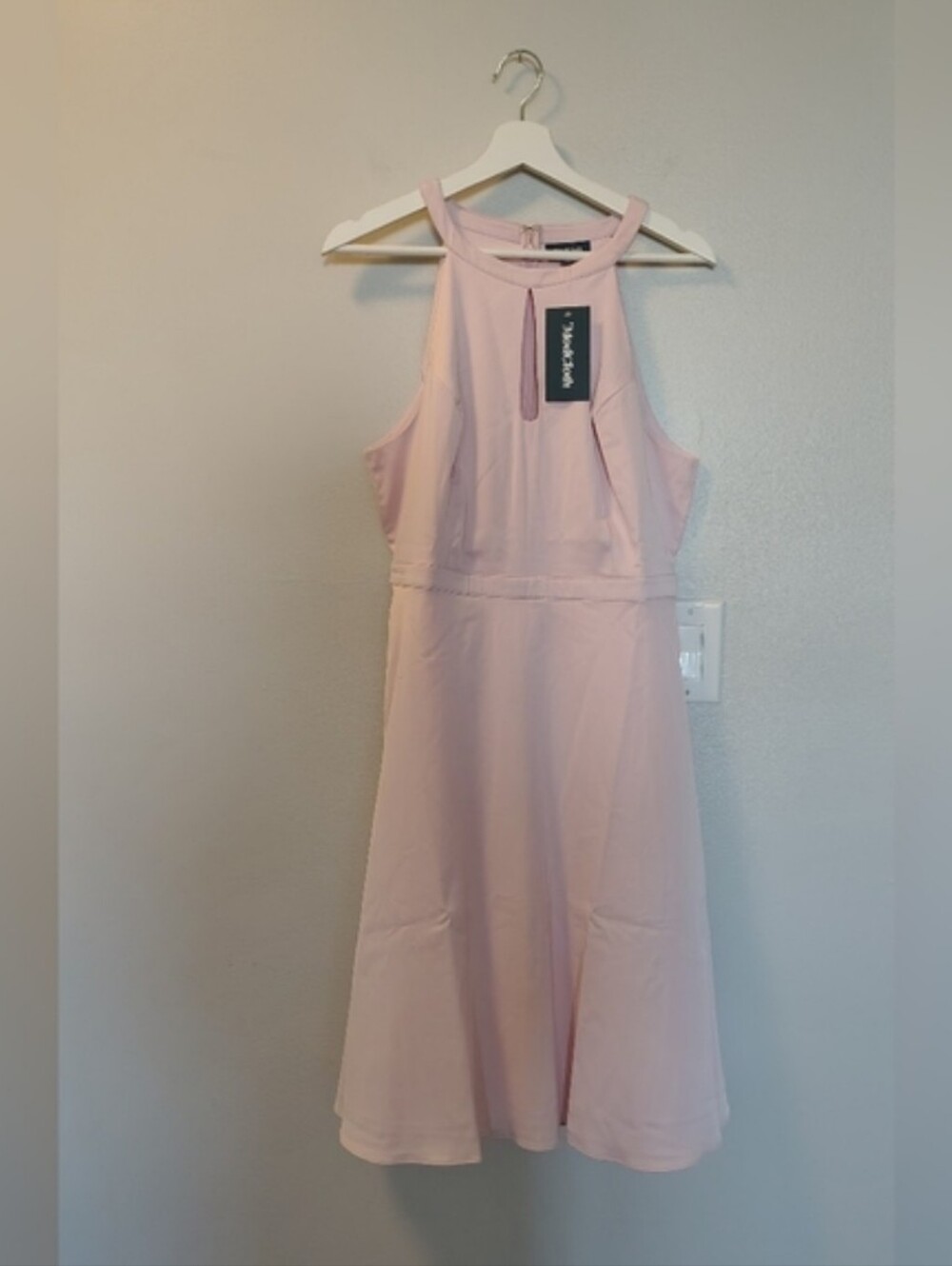NWT Best of Luxe Satin Light Pink Halter Dress